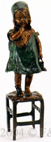 338 Jumbo Standing Girl on Chair Bronze Sculpture by Juan Clara