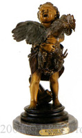 308 Rooster Girl Bronze Sculpture by Fuenze