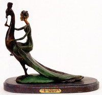 326 Woman on Peacock Bronze Sculpture by Chiparus