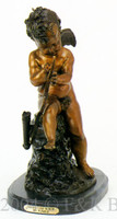 429 Seated Cupid With Bow Bronze Sculpture by Fomile