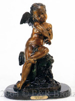  372 Seated Cupid Bronze Sculpture by Fomile