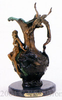 377 Handled Vase with Nude Bronze Sculpture by Debut