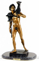 437 Standing Boy With Goat Bronze Sculpture by Picault