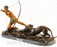 449 Cougar Attack Bronze Sculpture by Rancoulet