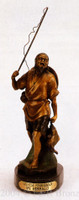 185 Chinese Fisherman Bronze  Sculpture by Hibbald
