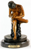 443 Boy With Thorn Bronze Sculpture by D'Angers