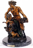  347 Male Satyr Group Bronze Sculpture by Clodion
