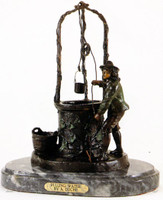 444 Pulling Water Bronze Sculpture by A. Duche