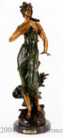 458 Woman In Wind Bronze Statue by
