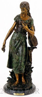 465 Standing Mandolin Woman by Hippolyte Moreau Bronze Statue
