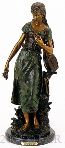 465 Standing Mandolin Woman by Hippolyte Moreau Bronze Statue