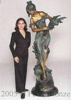 468 Monumental Life Size Lady with Wheat Bronze Sculpture