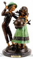 Boy & Girl with Ball Bronze Statue