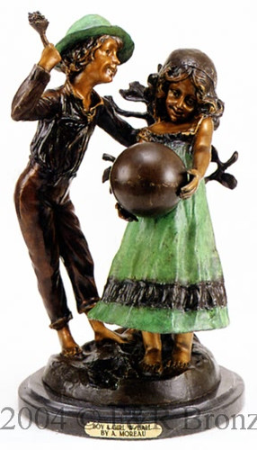 Boy & Girl with Ball Bronze Statue