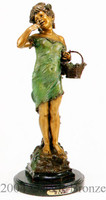  477 Girl With Basket by Auguste Moreau  Bronze Sculpture