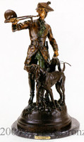 509 Mini Hunter With Horn & Hounds by Auguste Moreau