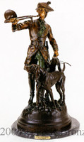 509 Hunter With Horn & Hounds by Auguste Moreau
