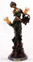 588 Girl With Basket Of Flowers Lamp by F. Flora