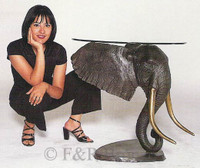 725 Elephant Head Table with Glass by Pierre J. Mene
