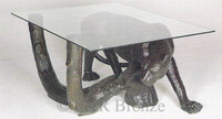 727 Cheetah Table With Glass by Pierre Jules Mene
