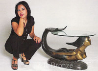 730 Large Mermaid Table with Glass by Marina
