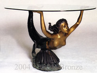 731 Mermaid Hands Up Table with Glass by Marina
