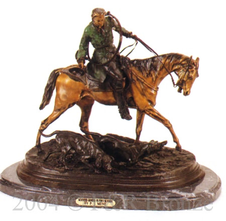089 Mounted Hunter with Two Hounds