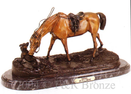 110 Quarrel Bronze Statue by Pierre Jules Mene
