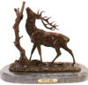 098 Elk By Tree Bronze Statue by Pierre Jules Mene
