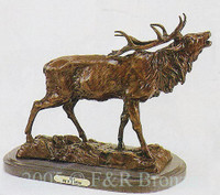 097 Elk Bronze Statue by Pierre Jules Mene