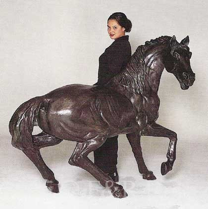 085M  Monumental/ Heroic Bronze Statue Stallion by Pierre Jules Mene 