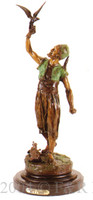 095 Standing Falconeer Bronze Statue by Pierre Jules Mene