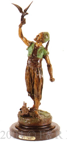 095 Standing Falconeer Bronze Statue by Pierre Jules Mene