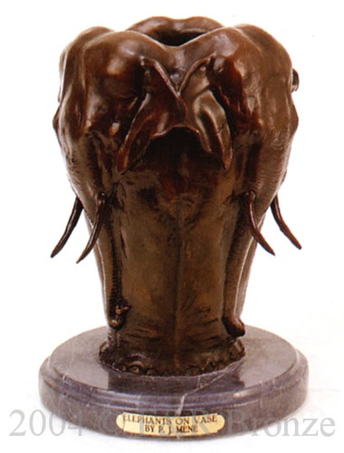 111 Elephants On Vase Bronze Statue by  Pierre Jules Mene