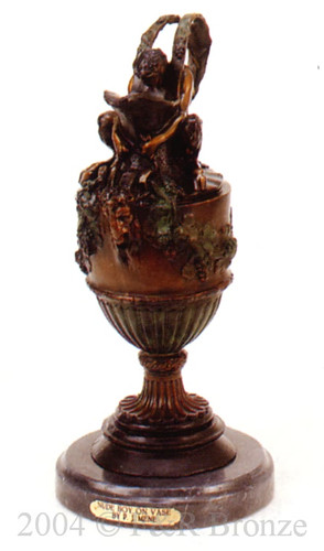 113 Nude Boy On Vase Bronze Statue by Pierre Jules Mene