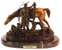 093 After The Hunt in Scotland Bronze Statue by Pierre Jules Mene