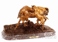 094 Mare with Rearing Colt Bronze Statue by Pierre Jules Mene