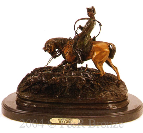 114 Hunt Scene Bronze Statue by Pierre Jules Mene