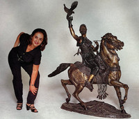  Mounted Falconeer Bronze Statue by Pierre Jules Mene