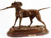 124 Pointer With Bird Bronze Statue by Jules Moigniez