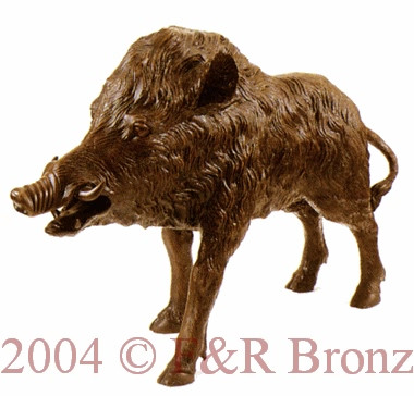131 Wild Boar Bronze Statue by Jules Moigniez