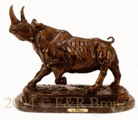 136 Rhino Bronze Statue by Isidore Jules Bonheur