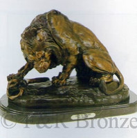 140 Lion With Snake Bronze Statue by Antoine Barye