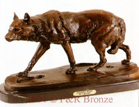 166 Stalking Wolf Bronze Statue by C. Valton