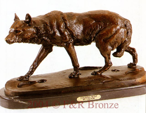 166 Stalking Wolf Bronze Statue by C. Valton