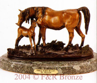 171 Female Horse with Colt Bronze Statue by Fratin 