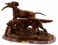 155 Setter and Pointer Bronze Statue by Masson