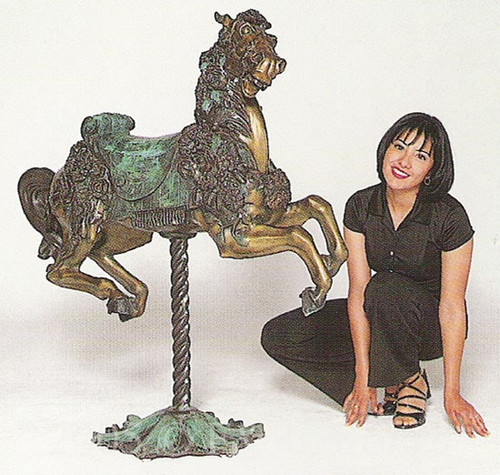 168M  Monumental Carousel Horse Bronze Sattue by Carmel