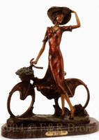 226 The Bicycle Spring Time Bronze Statue by Louis Justin Icart 

