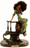 220 Lady With Umbrella Bronze Statue by Louis Justin Icart